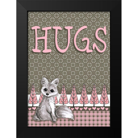 Fox Hugs Black Modern Wood Framed Art Print by Metz, Andi