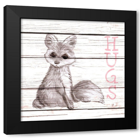 Fox Hugs Black Modern Wood Framed Art Print by Metz, Andi