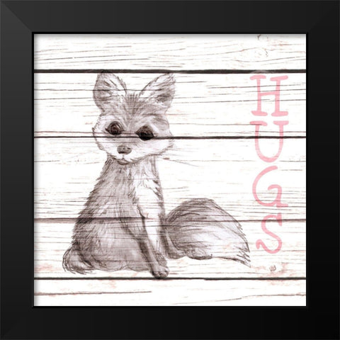 Fox Hugs Black Modern Wood Framed Art Print by Metz, Andi