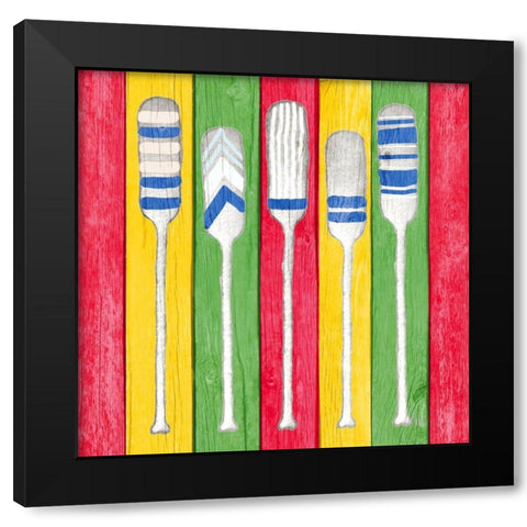 Oars on Tropical Board I Black Modern Wood Framed Art Print with Double Matting by Metz, Andi