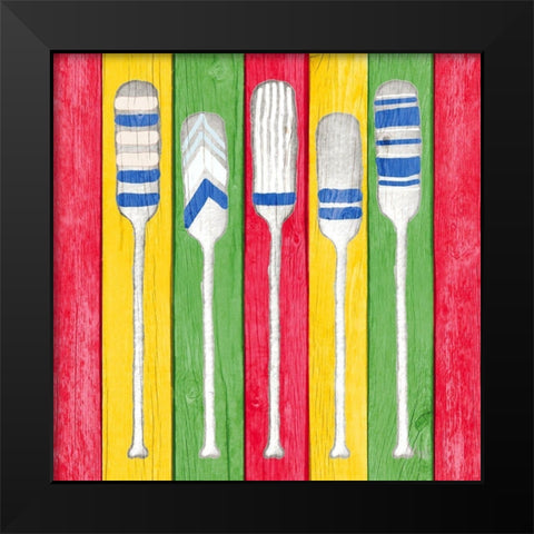 Oars on Tropical Board I Black Modern Wood Framed Art Print by Metz, Andi