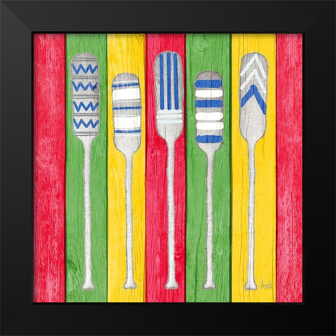Oars on Tropical Board II Black Modern Wood Framed Art Print by Metz, Andi