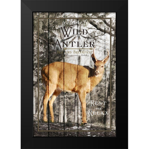 Wild Antler Black Modern Wood Framed Art Print by Metz, Andi