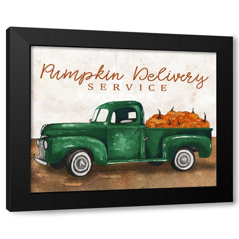 Pumpkin Delivery Service Black Modern Wood Framed Art Print by Medley, Elizabeth