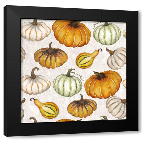 Pumpkin Pattern Black Modern Wood Framed Art Print by Medley, Elizabeth