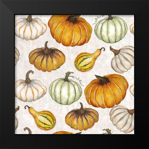 Pumpkin Pattern Black Modern Wood Framed Art Print by Medley, Elizabeth