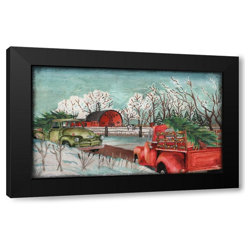 Winter Time on the Farm with Lights Black Modern Wood Framed Art Print with Double Matting by Medley, Elizabeth