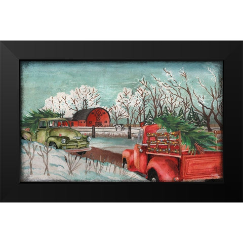 Winter Time on the Farm with Lights Black Modern Wood Framed Art Print by Medley, Elizabeth