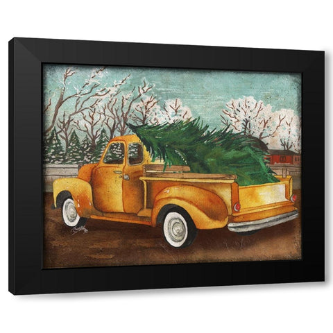 Yellow Truck and Tree III Black Modern Wood Framed Art Print with Double Matting by Medley, Elizabeth