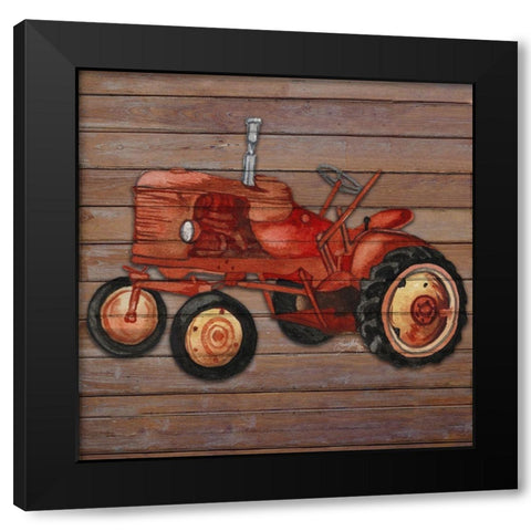 Tractor on Wood II Black Modern Wood Framed Art Print with Double Matting by Medley, Elizabeth