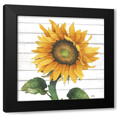 Happy Sunflower II Black Modern Wood Framed Art Print with Double Matting by Medley, Elizabeth