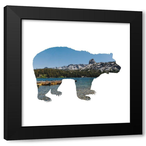Lake Scenery Bear Black Modern Wood Framed Art Print by Stewart, Wil
