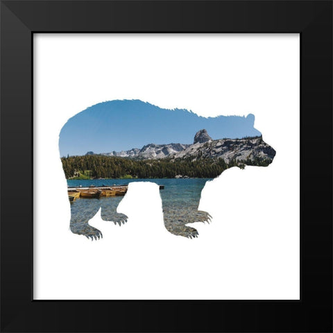 Lake Scenery Bear Black Modern Wood Framed Art Print by Stewart, Wil