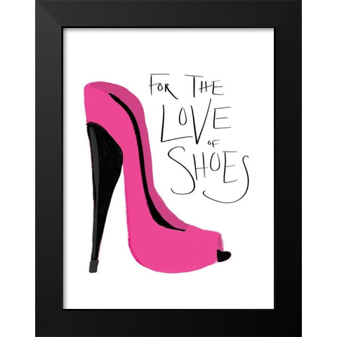 The Love of Shoes Black Modern Wood Framed Art Print by SD Graphics Studio