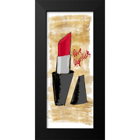 Love Lipstick Panel Black Modern Wood Framed Art Print by SD Graphics Studio