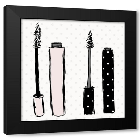 Mascara Dots Black Modern Wood Framed Art Print by SD Graphics Studio