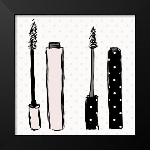Mascara Dots Black Modern Wood Framed Art Print by SD Graphics Studio