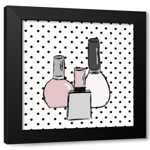 Nail Polish Dots Black Modern Wood Framed Art Print by SD Graphics Studio