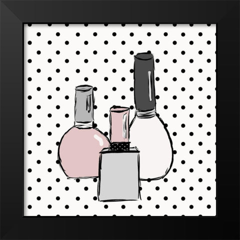 Nail Polish Dots Black Modern Wood Framed Art Print by SD Graphics Studio