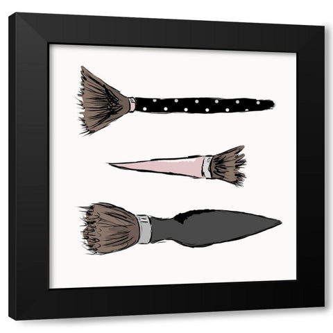 Makeup Brushes Black Modern Wood Framed Art Print by SD Graphics Studio
