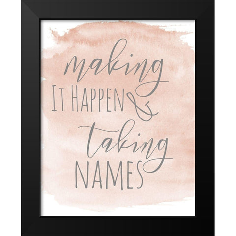 Taking Names Black Modern Wood Framed Art Print by SD Graphics Studio