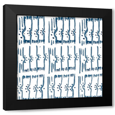 Blue Glyphics II Black Modern Wood Framed Art Print by SD Graphics Studio