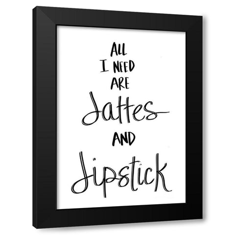 Lattes and Lipstick Black Modern Wood Framed Art Print by SD Graphics Studio