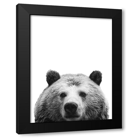 Furry Friend Black Modern Wood Framed Art Print by SD Graphics Studio