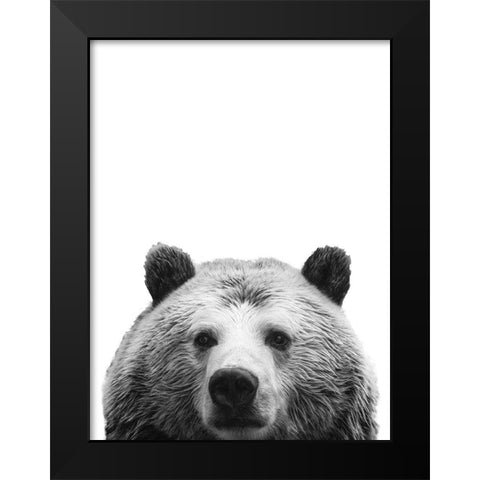 Furry Friend Black Modern Wood Framed Art Print by SD Graphics Studio