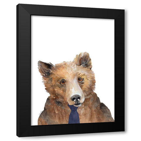 Business Bear Black Modern Wood Framed Art Print by Loreth, Lanie