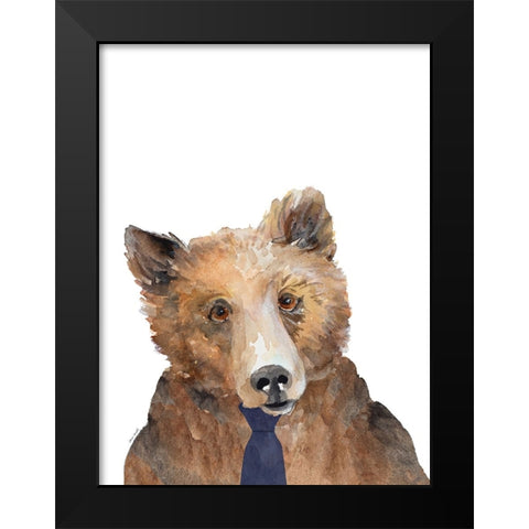 Business Bear Black Modern Wood Framed Art Print by Loreth, Lanie