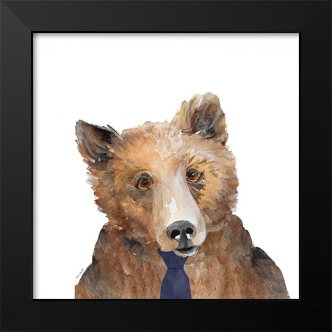 Business Bear Square Black Modern Wood Framed Art Print by Loreth, Lanie
