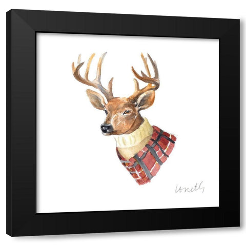 Deer Turtleneck Black Modern Wood Framed Art Print by Loreth, Lanie