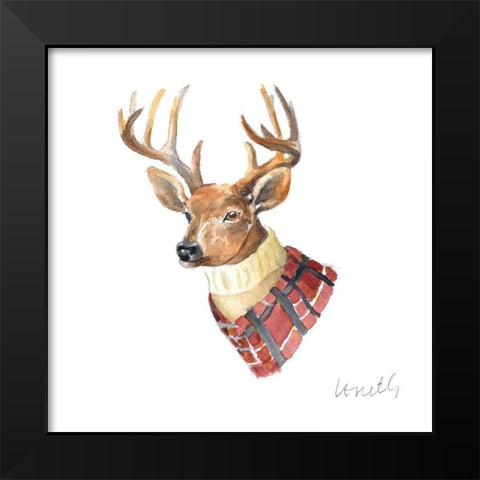 Deer Turtleneck Black Modern Wood Framed Art Print by Loreth, Lanie