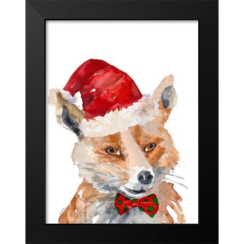 Christmas Fox Black Modern Wood Framed Art Print by Loreth, Lanie