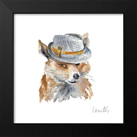 Fox with Hat Black Modern Wood Framed Art Print by Loreth, Lanie