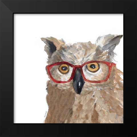 Wise Owl Square Black Modern Wood Framed Art Print by Loreth, Lanie