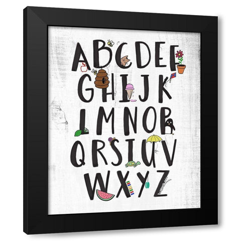 Alphabet on Wood Black Modern Wood Framed Art Print by SD Graphics Studio