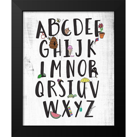 Alphabet on Wood Black Modern Wood Framed Art Print by SD Graphics Studio