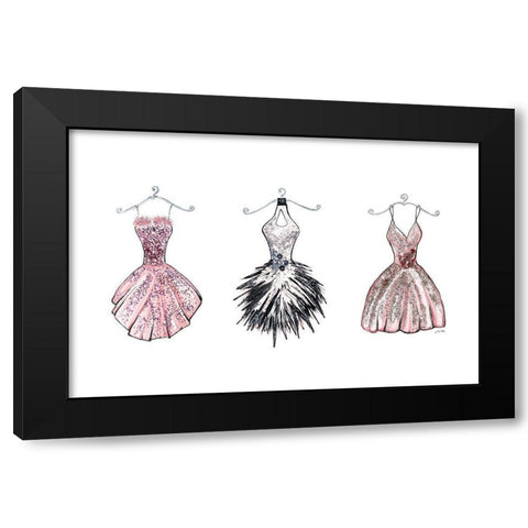 Sparkling Dress Trio Black Modern Wood Framed Art Print with Double Matting by Ritter, Gina
