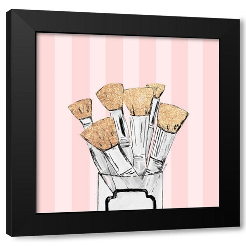 Makeup Brushes Black Modern Wood Framed Art Print by Ritter, Gina