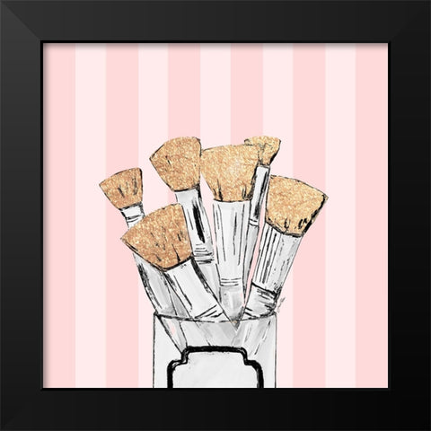 Makeup Brushes Black Modern Wood Framed Art Print by Ritter, Gina