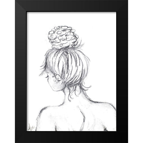 Messy Bun I Black Modern Wood Framed Art Print by Ritter, Gina