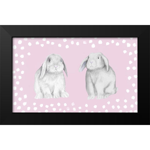 Sweet Bunnies Black Modern Wood Framed Art Print by Gaynor, Janice
