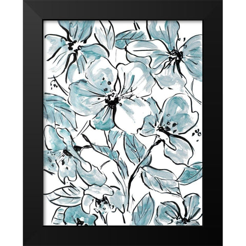 Sketch Floral In Blues I Black Modern Wood Framed Art Print by Loreth, Lanie