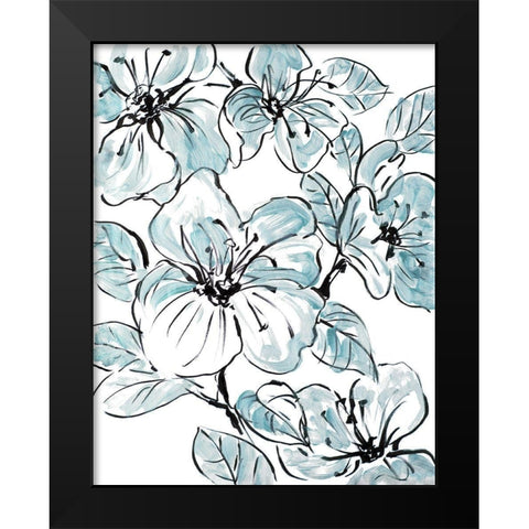 Sketch Floral In Blues II Black Modern Wood Framed Art Print by Loreth, Lanie