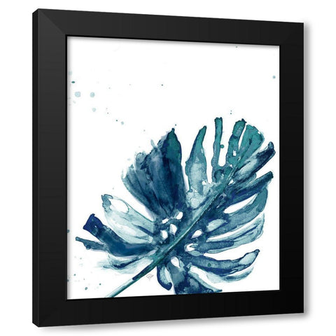 Teal Palm Frond I Black Modern Wood Framed Art Print with Double Matting by Pinto, Patricia