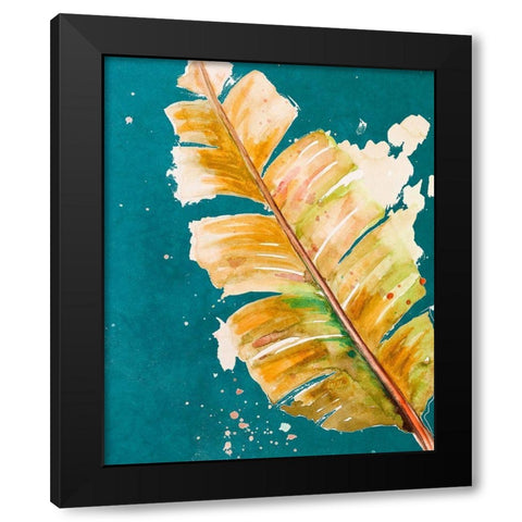 Palma Fresca on Teal Black Modern Wood Framed Art Print with Double Matting by Pinto, Patricia