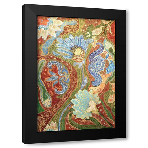 Textured Florals Black Modern Wood Framed Art Print by Diannart