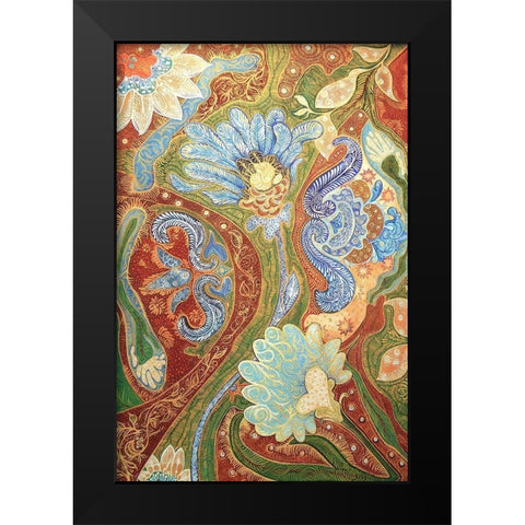 Textured Florals Black Modern Wood Framed Art Print by Diannart